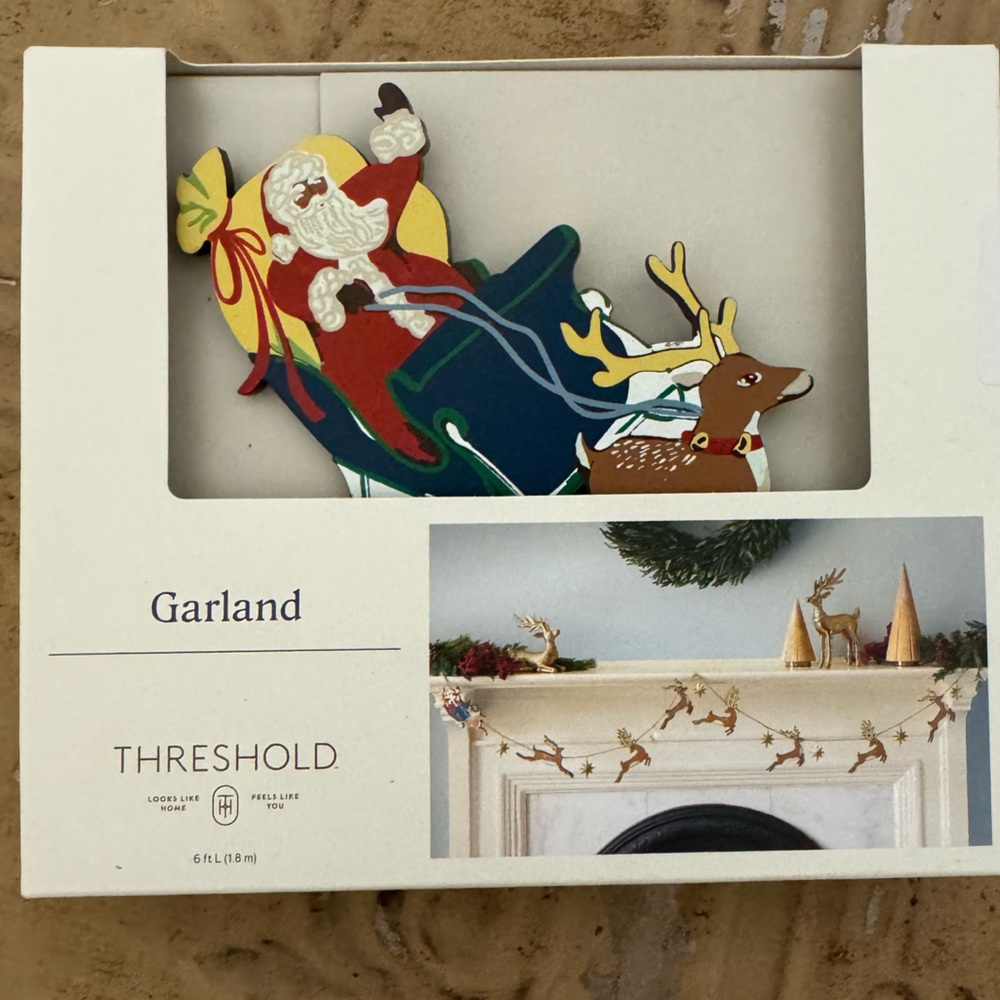 Threshold Festive Garland with Santa and Reindeer - Red, Green, Brown
